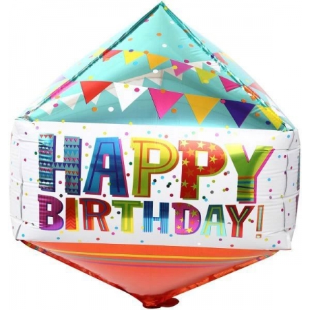Μπαλονι Foil 15"(38Cm) Happy Birthday Cubez - ΚΩΔ:206375-Bb