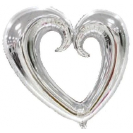 Μπαλονι Foil 30''(76,5Cm) Ασημι Καρδια Με Τρυπα - ΚΩΔ:206354-Bb