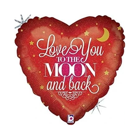 Μπαλονι Foil 18"(45Cm) Κοκκινη Καρδια Love You To The Moon And Back - ΚΩΔ:36092-Bb
