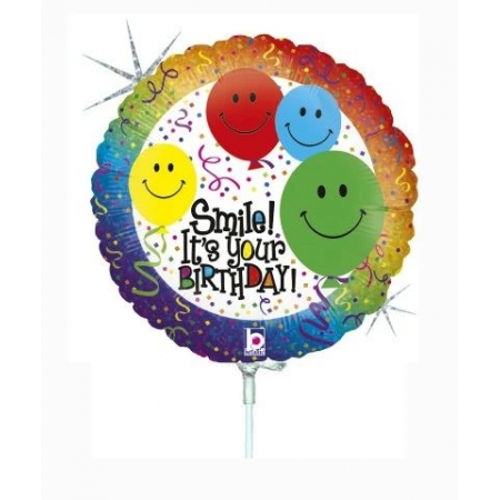 Μπαλονι Foil 9''(23Cm) Mini Shape Smile It'S Your Birthday - ΚΩΔ:82591-Bb