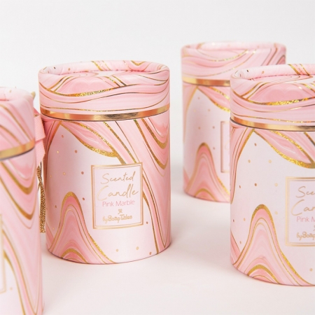 Αρωματικο Κερι ροζ marble με άρωμα Jasmine & Hyacinth - ΚΩΔ:St00603-Sop