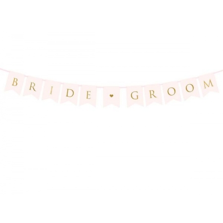 Διακοσμητικο Banner Γαμου Ροζ Bride Groom 155X15Cm - ΚΩΔ:Grl65-081J-Bb