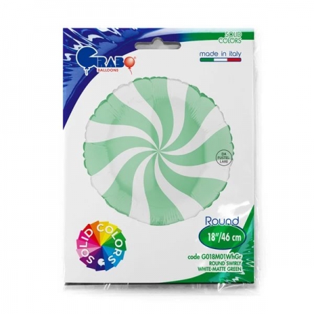 Μπαλονι Foil 18''(46Cm) Lollipop Λευκο-Πρασινο - ΚΩΔ:G018M01Whgr-Bb