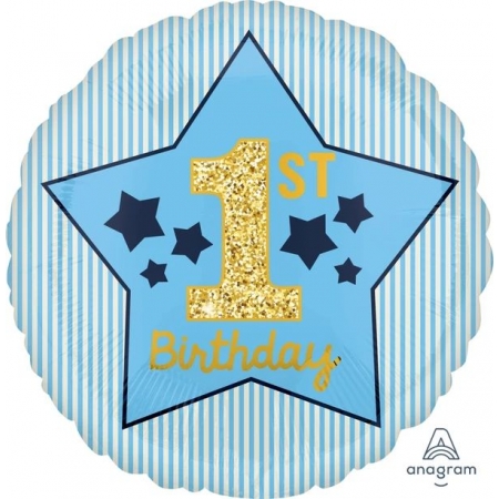 Μπαλονι Foil 17"(43Cm) 1St Birthday Boy Μπλε & Χρυσο - ΚΩΔ:540370-Bb