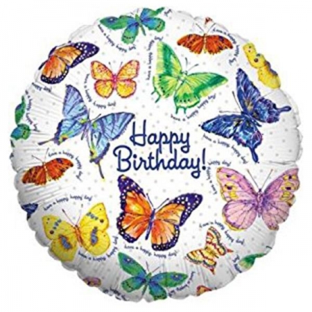 Μπαλονι Foil Γενεθλιων «Happy Birthday» Με Ομορφες Πεταλουδες 45Cm – ΚΩΔ.:16415Ρ-Bb