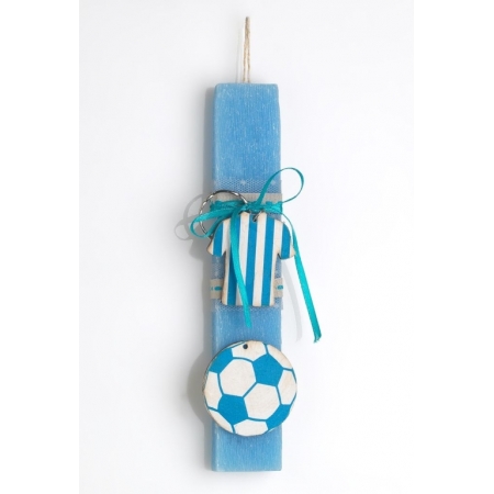 Πασχαλινη Λαμπαδα Με Θεμα Μπλε Ποδοσφαιρικη Φανελα Και Μπαλα - ΚΩΔ:El425-Ad