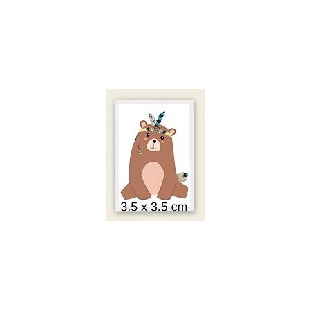 Ξυλινο Αρκουδακι Boho Με Laser Cut Κοπη Περιμετρικα 3.5Χ3.5Cm - ΚΩΔ:Mpoae57-3-Al