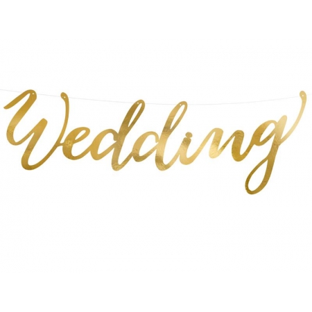 Χαρτινη Χρυση Επιγραφη ''Wedding'' 16.5Χ45Cm - ΚΩΔ:492858-Nt