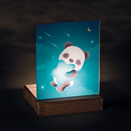 Plexiglass με Panda σε Ξύλινη Βάση Ρεσώ 8X8X11.5cm - ΚΩΔ:M10285-AD