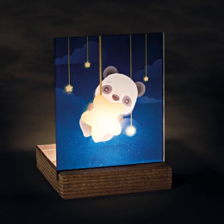 Plexiglass με Panda σε Ξύλινη Βάση Ρεσώ 8X8X11.5cm - ΚΩΔ:M10294-AD