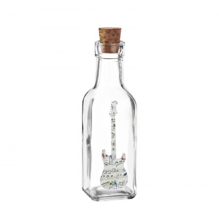 Γυάλινο Μπουκάλι με Εκτύπωση Κιθάρα με Νότες 4.5X17cm - ΚΩΔ:M10427-AD