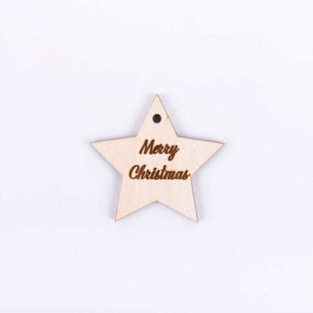 Αστεράκι ξύλινο Merry Christmas 6cm - ΚΩΔ:891350-NT