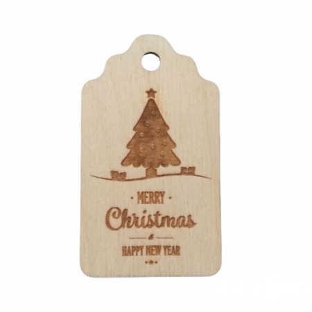 Ταμπελάκι ξύλινο Merry Christmas 8cmx4,5cm - ΚΩΔ:892279-NT