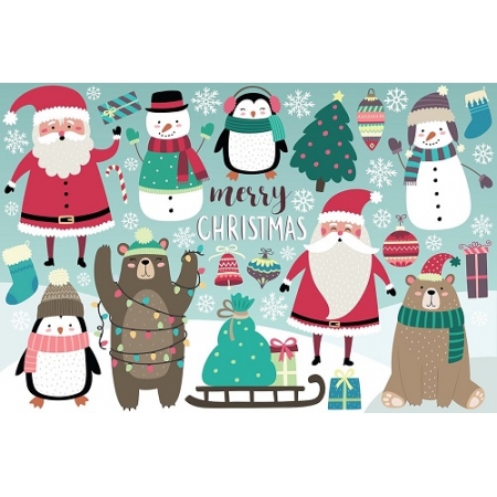 Μεταλλικά μαγνητάκια Άγιος Βασίλης και η παρέα του Merry Xmas 8x3.5cm - ΚΩΔ:MPOMM278-AL