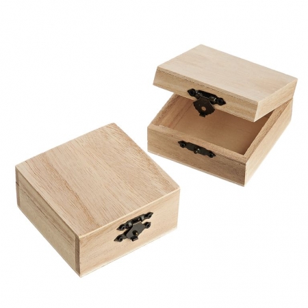 Ξύλινο Κουτί με Μεταλλικό Κούμπωμα 8X8X4cm - ΚΩΔ:M3397-AD