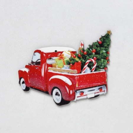 Ξύλινο τυπωμένο Χριστουγεννιάτικο στολίδι - Αυτοκίνητο Xmas - 10cm - ΚΩΔ:37X111-ZB
