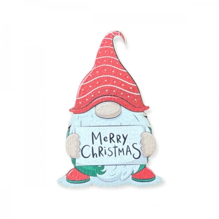 Ξύλινο στοιχείο νάνος Merry Christmas 8cm - ΚΩΔ:890005-NT