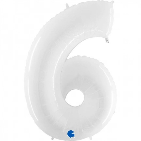 Μπαλόνι Foil 40"(100cm) Άσπρο Αριθμός 6 - ΚΩΔ:40936-BB