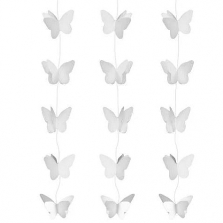 Κρεμαστά Διακοσμητικά Άσπρες Πεταλούδες 200cm - ΚΩΔ:WM-DWMB-BB