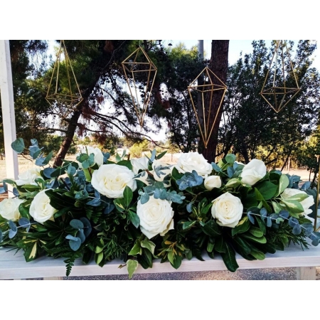 Στολισμός Γάμου με λευκό και χρυσό γεωμετρικό σχεδιασμό - Άγιος Αλέξανδρος - Καλαμαριά - ΚΩΔ:XZ-2605
