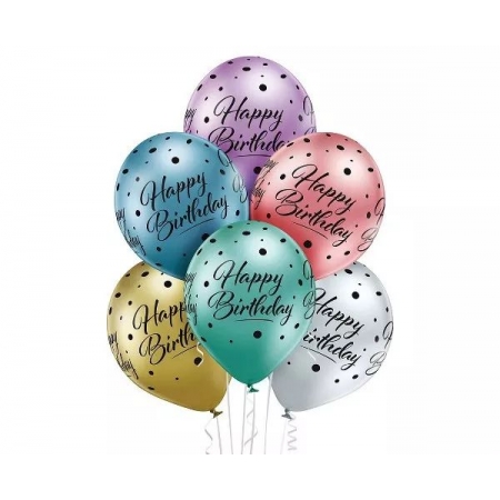 Μπαλόνι Latex 12 (30cm) Chrome Happy Birthday - ΚΩΔ:5000673-BB