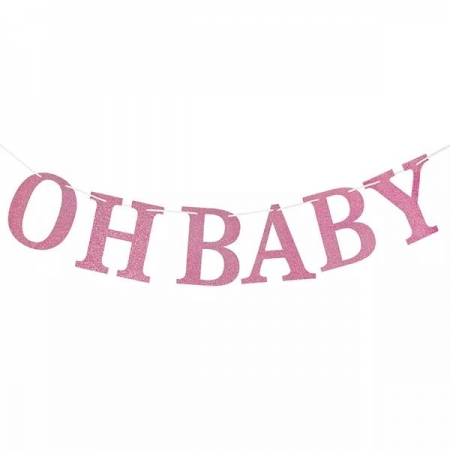 Glitter Μπάνερ Oh Baby Ροζ 300cm - ΚΩΔ:QT-GOBR-BB