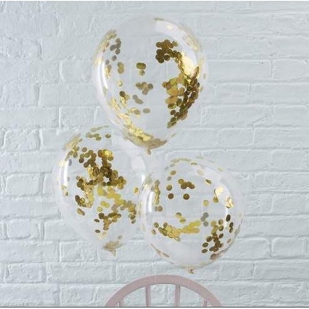 Μπαλόνι Latex 16 (40cm) Διάφανο με Χρυσό Κομφετί - ΚΩΔ:13616231-6-BB