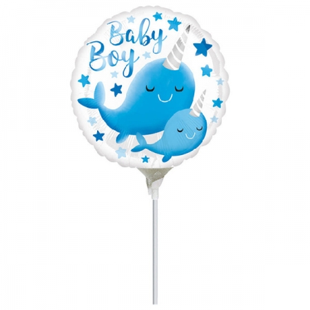 Μπαλόνι Foil 9 (23cm) Mini Shape Θαλάσσιος Μονόκερος Baby Boy - ΚΩΔ:539649-BB