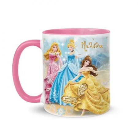 Κούπα με Όνομα Πριγκίπισσες της Disney με Ροζ Εσωτερικό και Χερούλι 350ml - ΚΩΔ:D24K-5-BB
