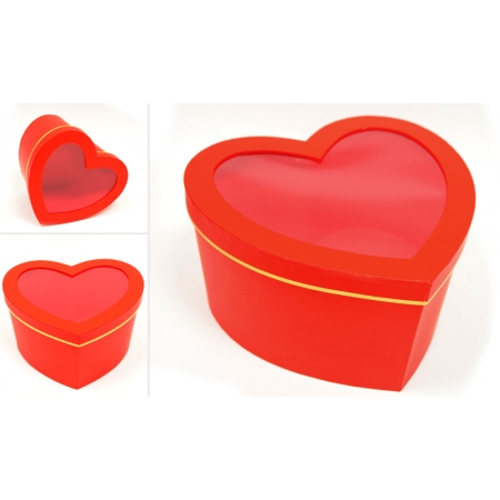 Κουτί Καρδιά Κόκκινο Σετ-3 με Παράθυρο Ζελατίνα - ΚΩΔ:502297