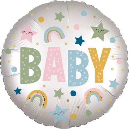 Μπαλόνι Foil 43cm Baby Αστεράκια και Ουράνιο Τόξο - ΚΩΔ:54165901-BB