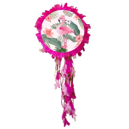 Χειροποιητη Πινιατα Flamingo με Πούπουλα 40X40Cm - ΚΩΔ:553153-17-Bb