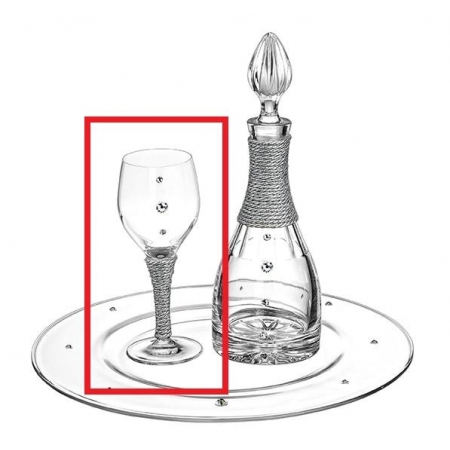Ποτήρι Κρασιού με Swarovski και Ασημί Σπάγγο 7Χ19cm - ΚΩΔ:645-2112-MPU