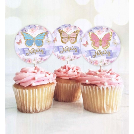 Topper Cupcake Πεταλούδα 5.5cm - ΚΩΔ:P25917-73-BB