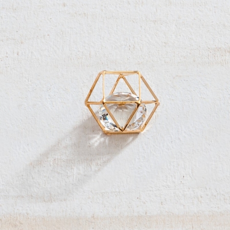 Κόσμημα Kύβος με Τεχνητό Διαμάντι Μεγάλο Χρυσό 3,3x2cm - ΚΩΔ:KY06-02-PR