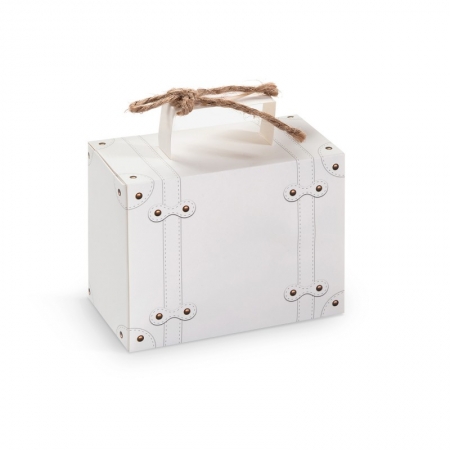 Χάρτινο κουτί βαλίτσα λευκό 7x13x10,3cm - ΚΩΔ:81710-PR
