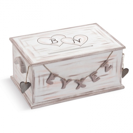 Ξύλινο Κουτί Ευχών Γάμου με Μονογράμματα - ΚΩΔ:ZKE696-PR