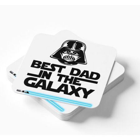 Ξύλινο Σουβέρ - Best Dad in the Galaxy 9cm - ΚΩΔ:SUB1007574-4-BB