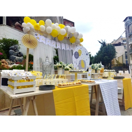 Στολισμός Βάπτισης και Candy Bar Ελεφαντάκι κίτρινο με γκρι - Τρεις Ιεράρχες Έυοσμος - ΚΩΔ:EL-VDH511ST