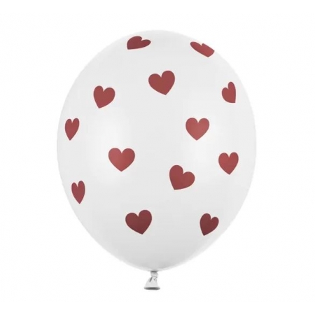 Mπαλόνια Latex Άσπρα Με Κόκκινες Καρδιές 30cm - ΚΩΔ:SB14P-228-008-BB