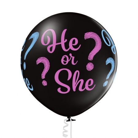 Μπαλόνι Latex Gender Reveal “He or She?'' 60cm - ΚΩΔ:5000438-BB