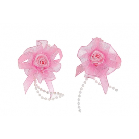 Υφασμάτινο Ροζ Λουλούδι με Πέρλες 4cm - ΚΩΔ:M5509-AD