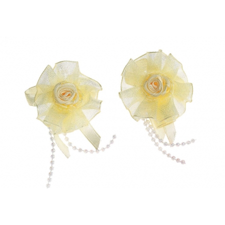 Υφασμάτινο Εκρού Λουλούδι με Πέρλες 4cm - ΚΩΔ:M5510-AD