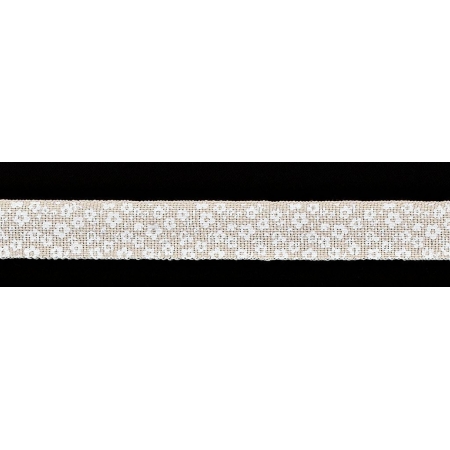 Κορδέλα Λινή με Λευκά Λουλούδια 15mmX10m - ΚΩΔ:M8256-AD