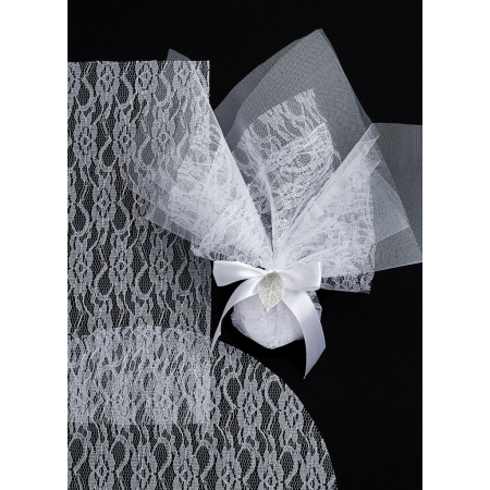 Τετράγωνο Μαντήλι Λευκή Δαντέλα με Σχέδιο Λουλούδι 40X40cm - ΚΩΔ:M8373T-AD