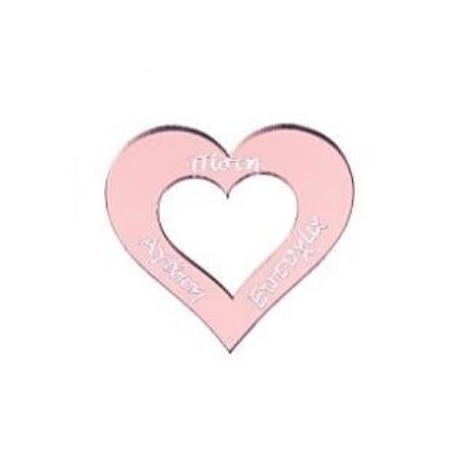 Plexiglass ροζ χρυσή καρδιά με ευχές 5X5cm - ΚΩΔ:M11350-AD