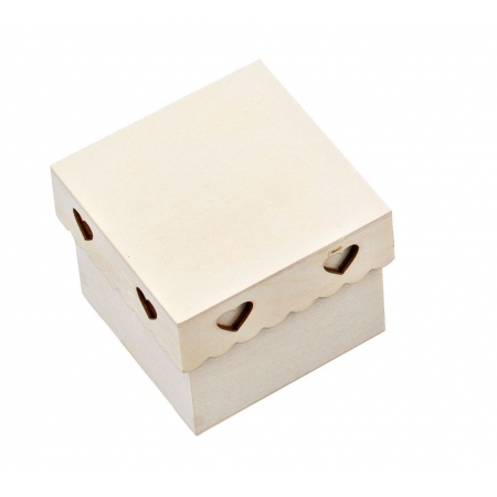 Ξύλινο κουτί με καρδιές 6.5X6.5X5cm - ΚΩΔ:M3271-AD
