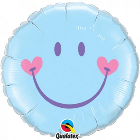 Μπαλόνι Foil γαλάζια χαμογελαστή φατσούλα 45cm - ΚΩΔ:99576-BB