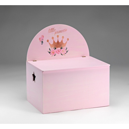 Ξύλινο ροζ κουτί βάπτισης με κορώνα 49X35X50cm - ΚΩΔ:M11106-AD