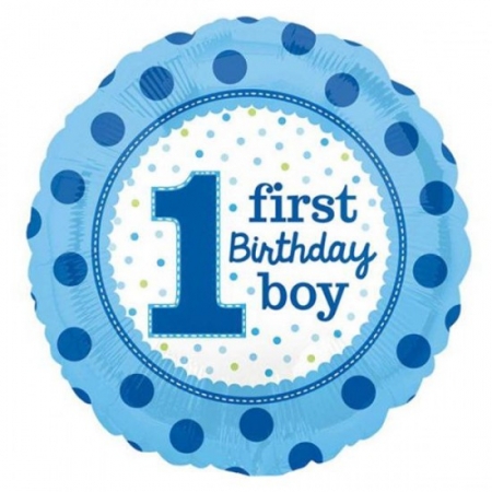 Μπαλόνι Foil First Birthday Boy 45cm - ΚΩΔ:207F4037-BB